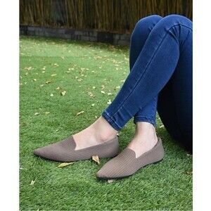 Women's Flats Shoes Pointed Toe Knit Ballet Comfort Breathable Dressy Slip On 8